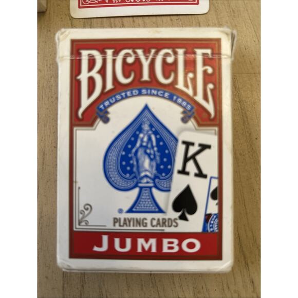 2 VTG BICYCLE Jumbo Index Playing Cards Decks Blue Red cherub rider back lot 2 - Picture 3 of 6